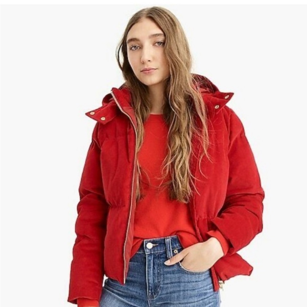 J.Crew Red Corduroy Puffer